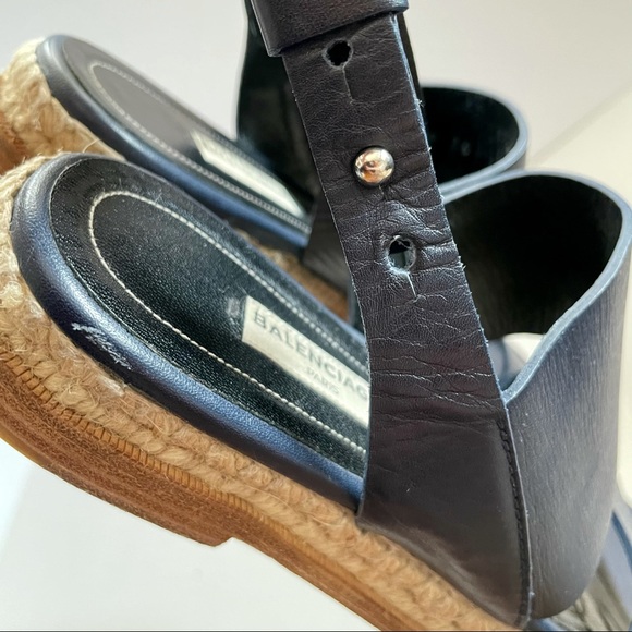 BALENCIAGA Leather + Espadrille Sandals - Picture 5 of 6